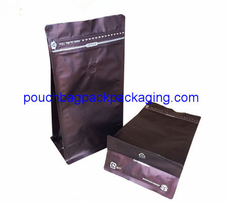 Sac de café à fond bloc avec fermeture à glissière avant pour emballage de 250 g 500 g 1 kg
