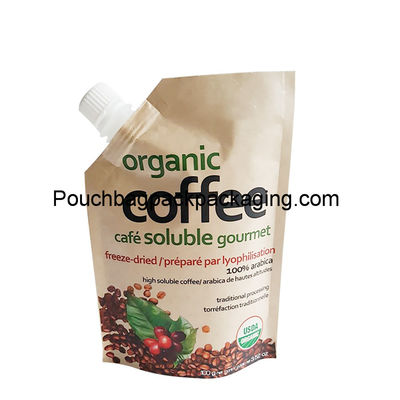 Pochette à bec kraft debout, pochette à café personnalisée 100g ou 352ml fournisseur