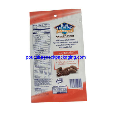 Pochette debout personnalisée avec fermeture éclair, sac zippé debout en papier d'aluminium imprimé pour amande fournisseur