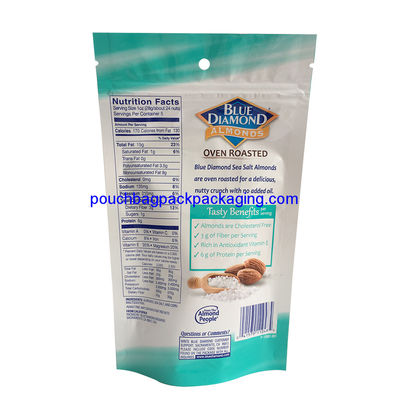 Sac debout aux amandes avec fermeture éclair, pochette zippée debout en papier d'aluminium imprimé fournisseur