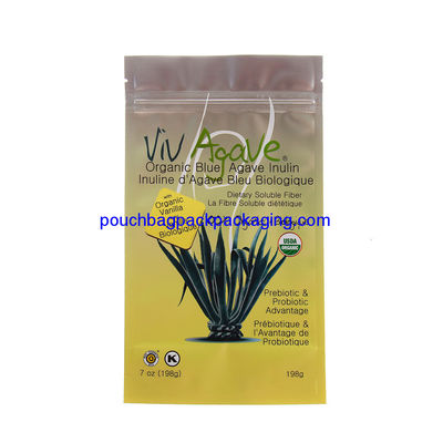 Pochette debout en aluminium avec fermeture éclair, sac debout avec fermeture éclair pour poudre de protéine fournisseur