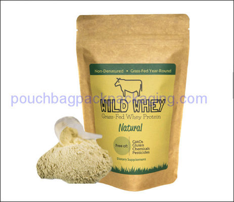 Sac d&#39;emballage Kraft, pochette en papier, doypack kraft pour protéines fournisseur