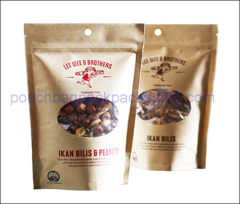 Sac en papier kraft marron, pochette stand up avec fermeture éclair refermable pour aliments fournisseur