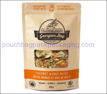 Sac en papier kraft marron, pochette stand up avec fermeture éclair refermable pour aliments fournisseur