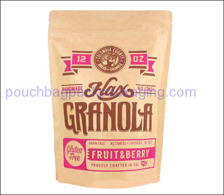 Pochette kraft, pochette d&#39;emballage debout avec fermeture éclair pour protéines fournisseur