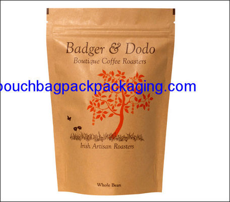 Pochette stand up avec zip, doypack avec zip impression complète pour café 250g fournisseur