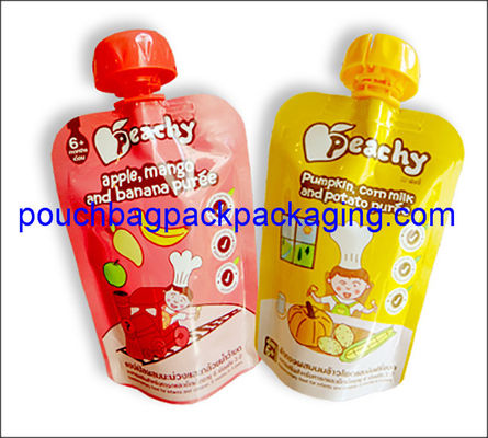 Sacs à bec verseur pour boissons et aliments pour bébés, pochette debout avec bec verseur pour emballage de jus de fruits et de lait fournisseur