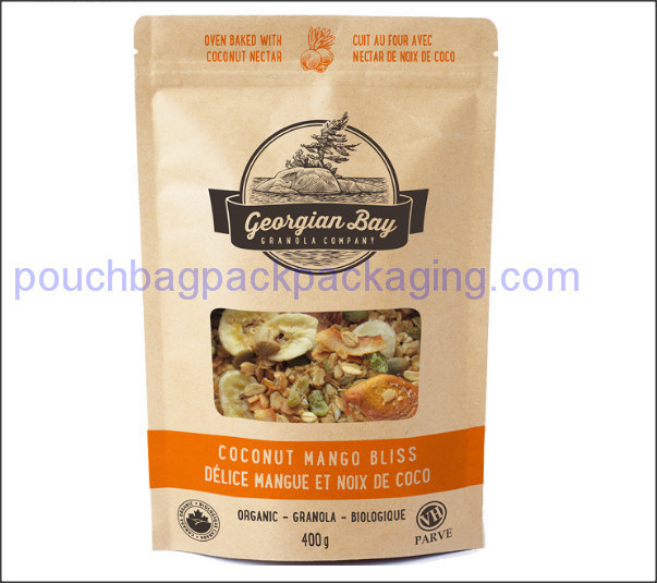 Sac en papier kraft marron, pochette stand up avec fermeture éclair refermable pour aliments fournisseur