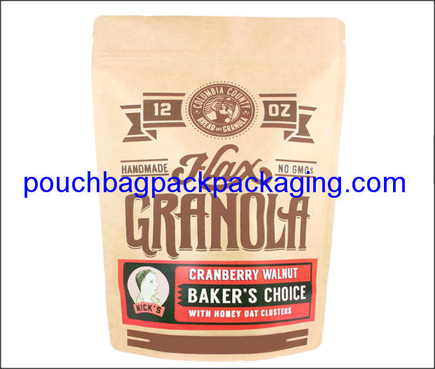 Sac en aluminium debout avec fermeture à glissière, sac d&#39;emballage en aluminium debout, doypack avec fermeture à glissière pour boulangerie 12 OZ fournisseur